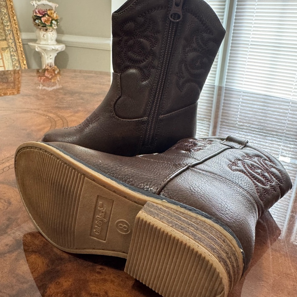 Cat & Jack Brown Poly Cowgirl Boots size 8 Toddler - Picture 3 of 3